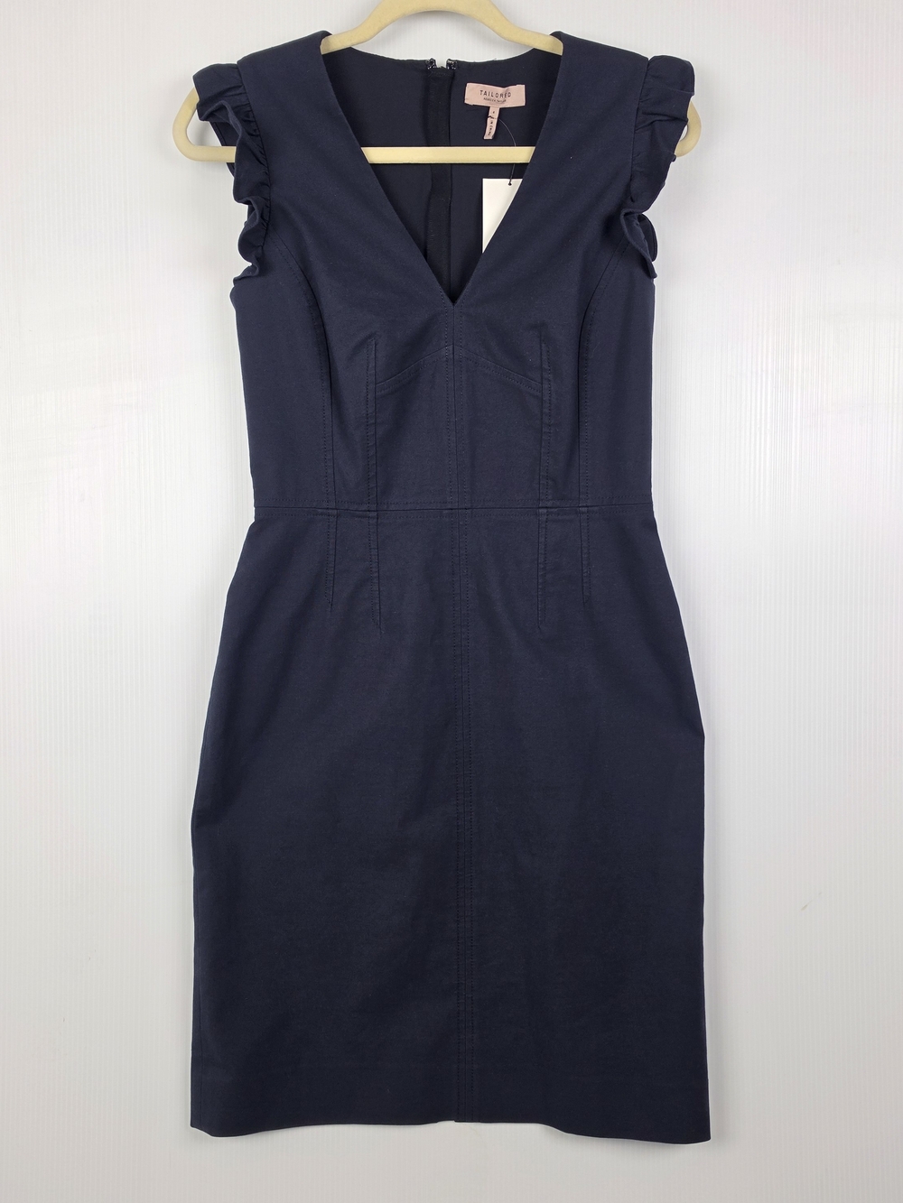 Rebecca Taylor Navy V-Neck Ruffle Sleeve Dress - Modern Suit Dress